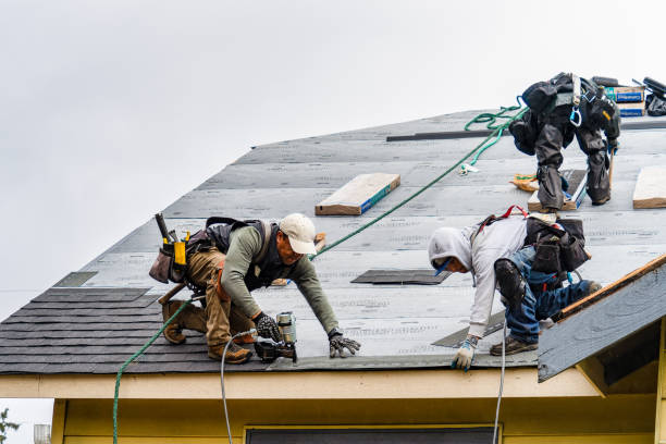 Professional Gutter Installation technician working in North Fork, CA